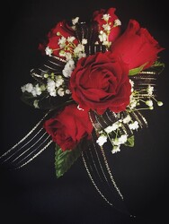 CORSAGE_BLKSILVER_REDROSES in Kettering, Ohio, near Dayton, OH